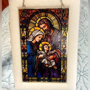 Stained Glass Holy Family Decor 5inx8in